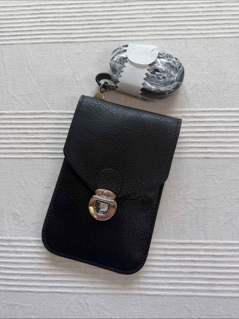 Save The Girls Black Crossbody Phone Pouch with Silver Clip